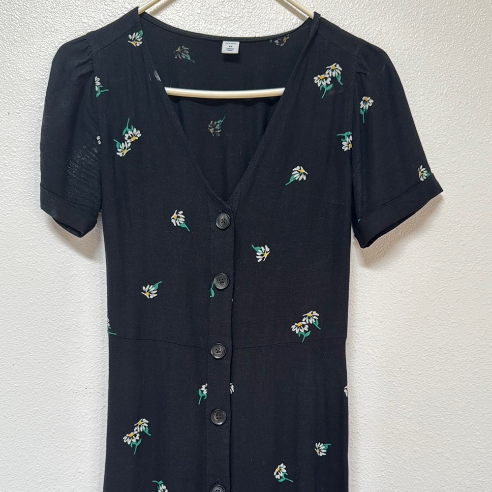 Old Navy Black Puff Sleeve Midi Sundress